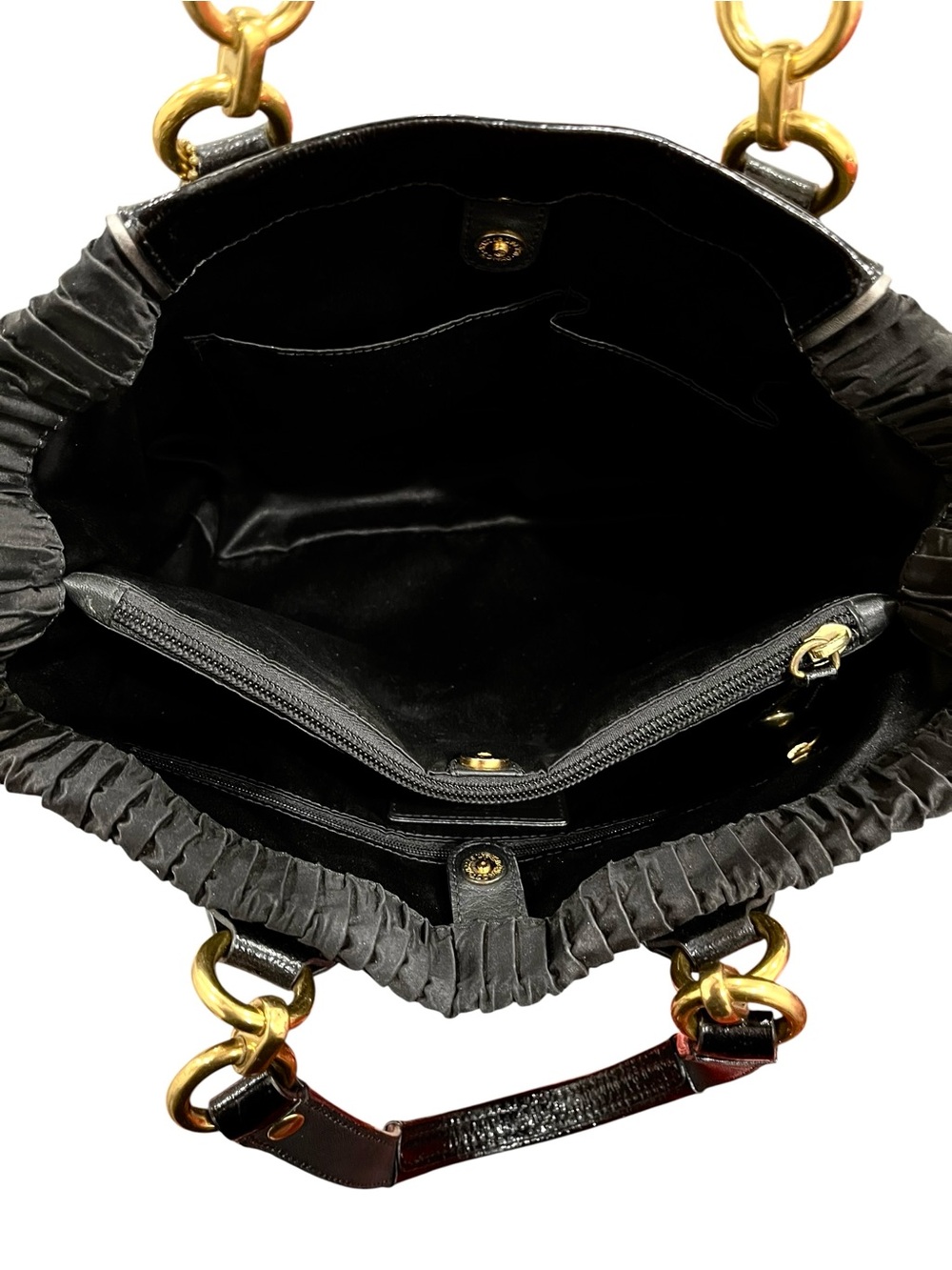 Coach Ashley Black Gathered Satin Satchel Bag 2012 NWOT #H1282-F20050 - Picture 9 of 16